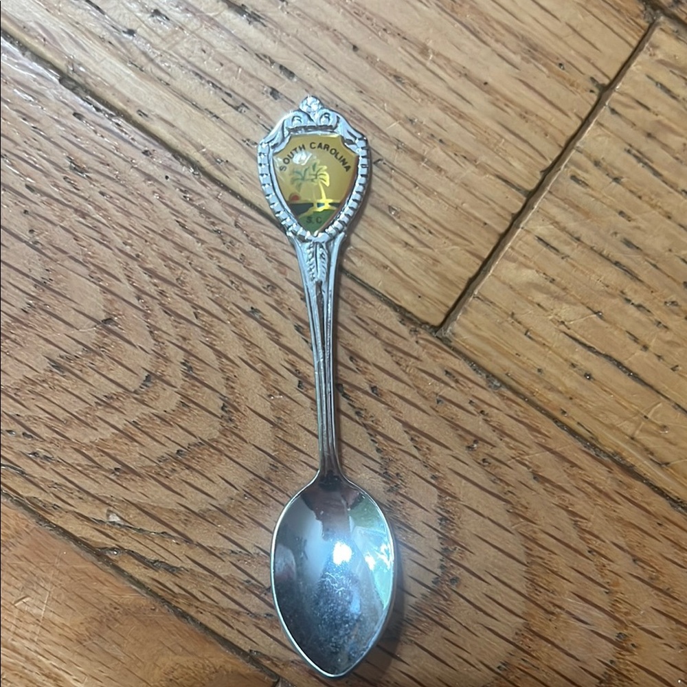 Silver Souvenir Spoon with Gold South Carolina Emblem